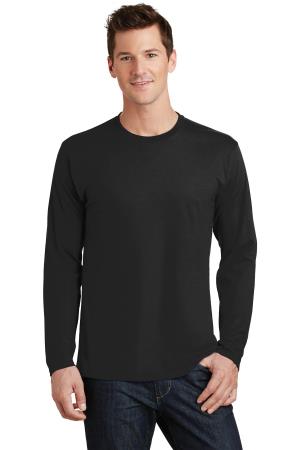 Image of MENS CREW NECK LONG SLEEVE T-SHIRT (BLK/WHITE)